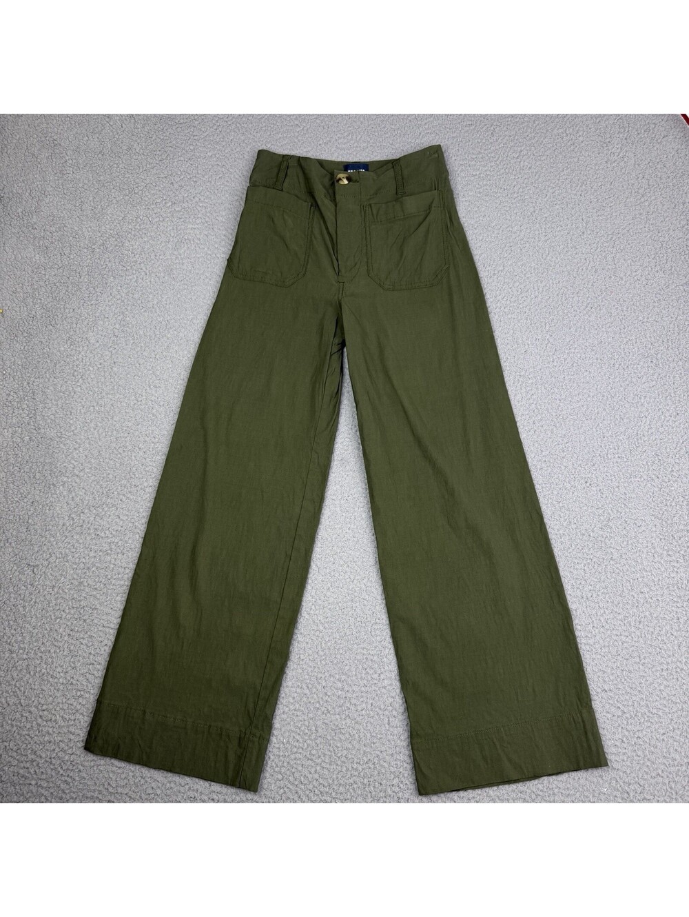 Maeve Colette Women's Size 23 Green Linen Wide Leg Pants Embroidered Shell
